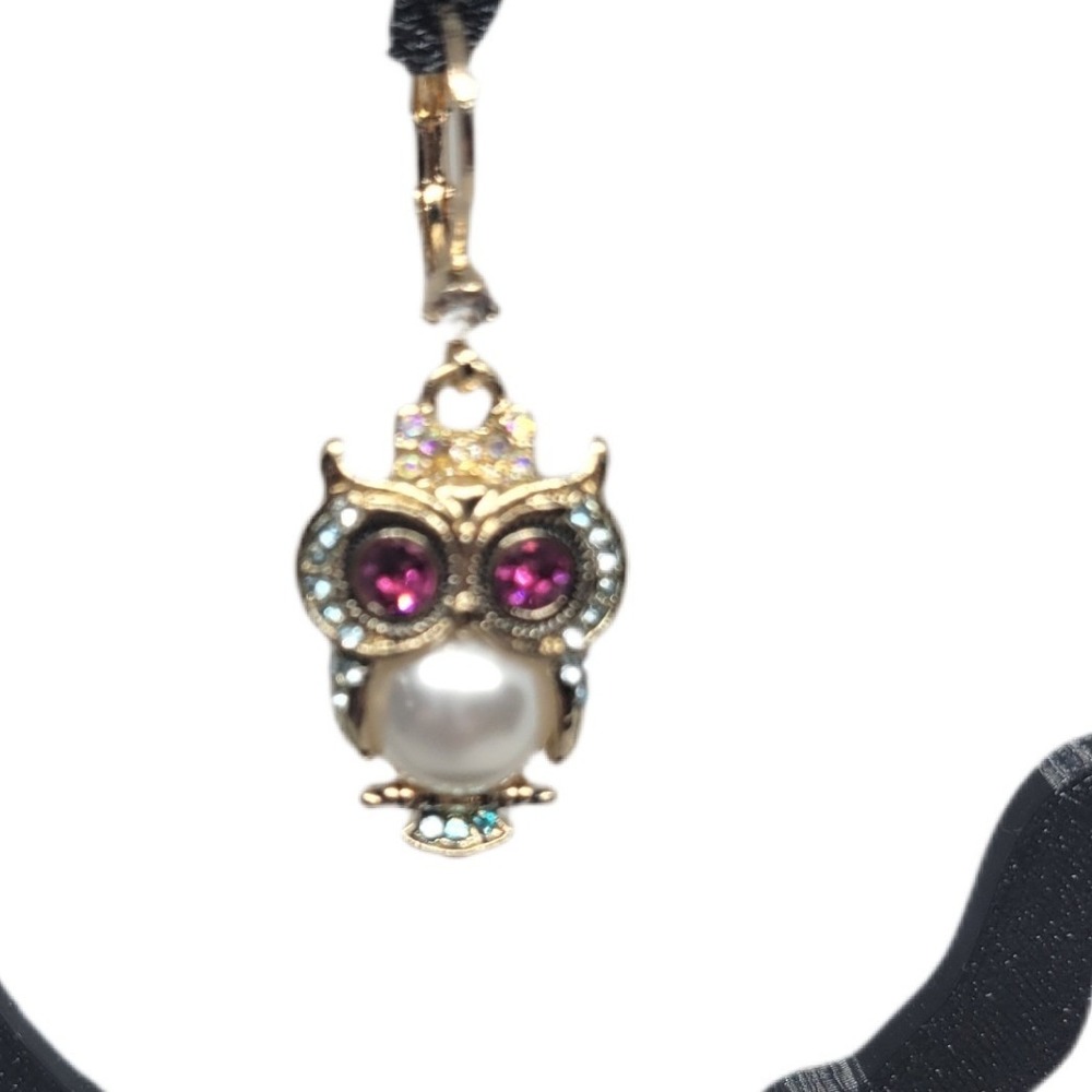Betsey Johnson Gold Tone Owl Drop Earrings Rhinestone Pearl Crystal NWOT SKUJ111